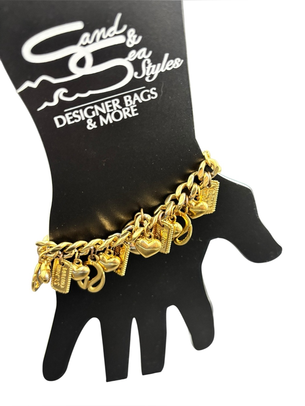 St. John “Love of My Life” Gold Plated Heart Logo Charm Bracelet Rare